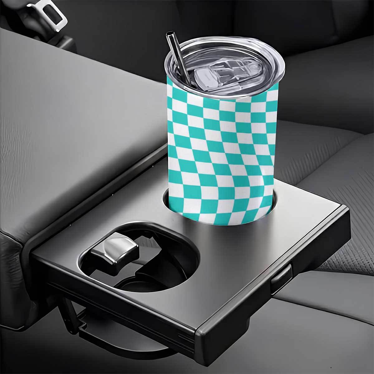 1pc 20oz Teal And White Checke - Tumbler 20Oz White review and price