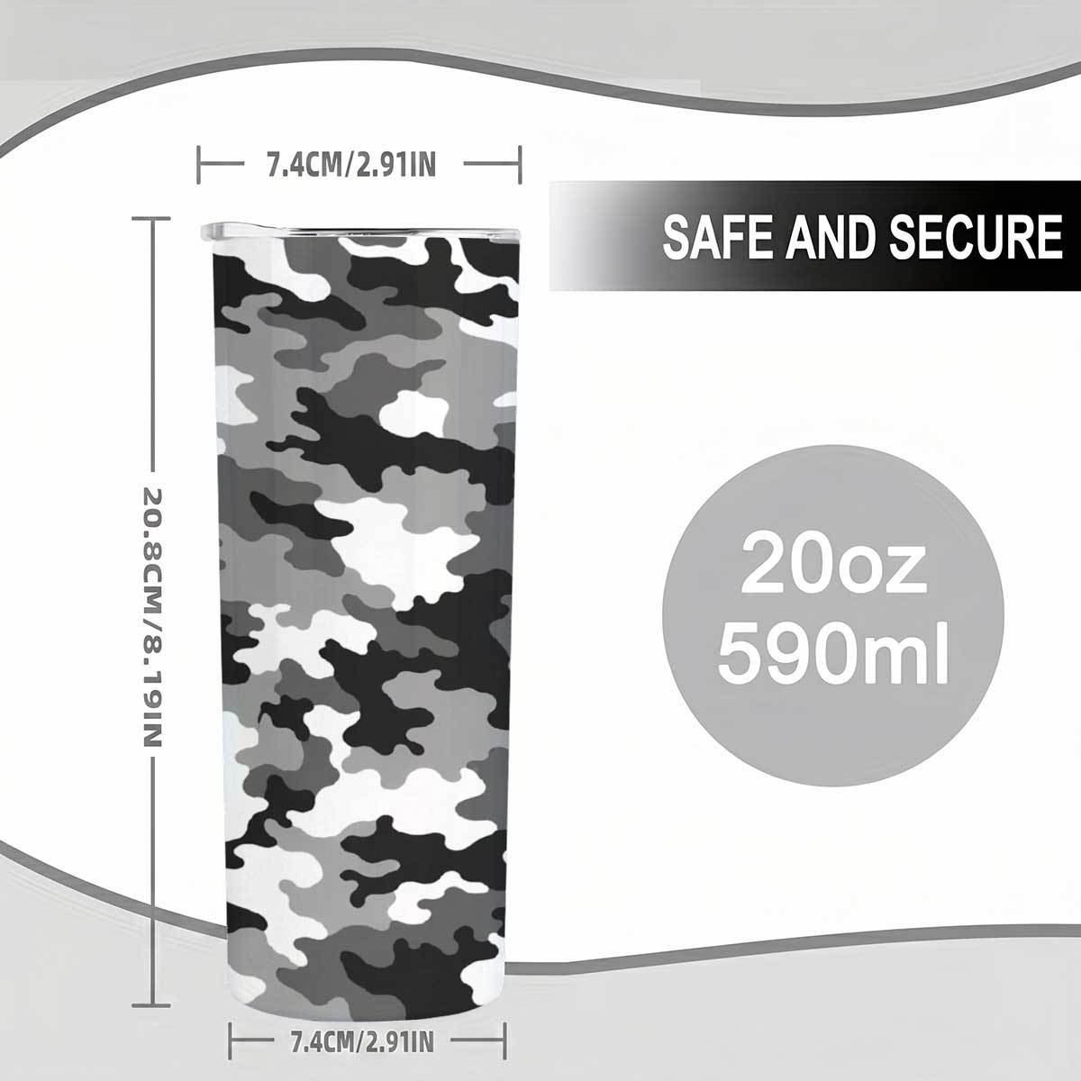 1pc 20Oz Gray Black White Camo - Tumbler 20Oz White review and price